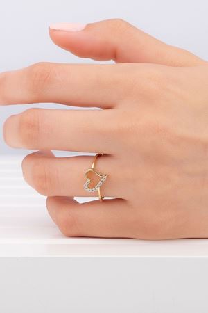 14 Ayar Sarı Altın Eklem Kalp Yüzük