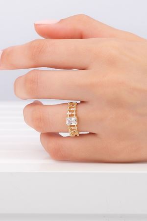 14 Ayar Sarı Altın Eklem Baget Yüzük