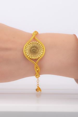 14 Ayar Sarı Altın Hasır Çeyrek Bileklik