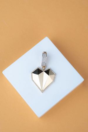 X Çağla 14 Ayar Taşlı Kalp Charm Kolye Ucu 