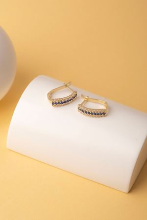 14 Ayar Sarı Altın Mavi Taşlı Çocuk Küpe