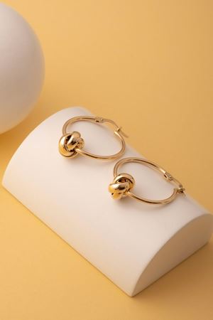 14 Ayar Sarı Altın Düğüm Halka Küpe