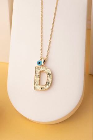 14 Ayar Sarı Altın Kalemli D Harf Kolye
