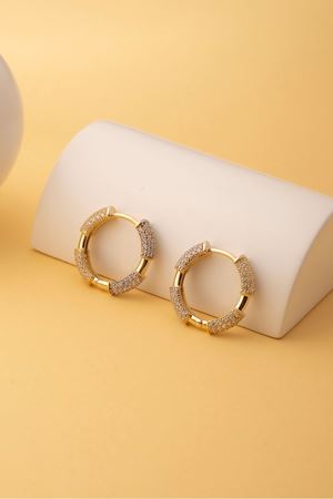 14 Ayar Sarı Beyaz Altın Halka Küpe