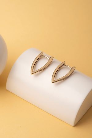 14 Ayar Sarı Altın Üçgen Halka Küpe