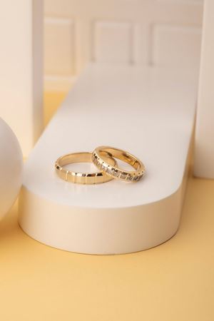 14 Ayar Sarı Altın Taşlı Kadın Alyans