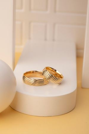 14 Ayar Sarı Altın Tasarım Erkek Alyans