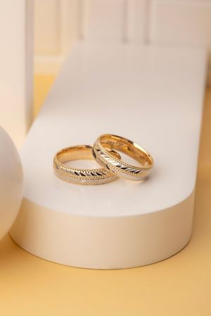 14 Ayar Sarı Beyaz Altın Erkek Alyans