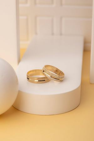 14 Ayar Sarı Altın Erkek Tasarım Alyans