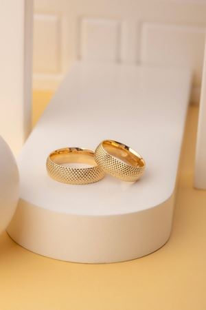 14 Ayar Sarı Altın Kalemli Kadın Alyans