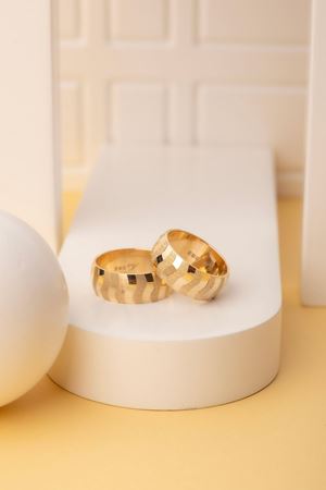 14 Ayar Sarı Altın Kalemli Erkek Alyans