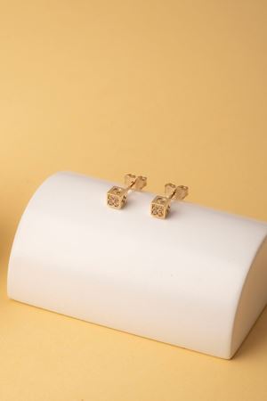 14 Ayar Sarı Altın Küp Vidalı küpe