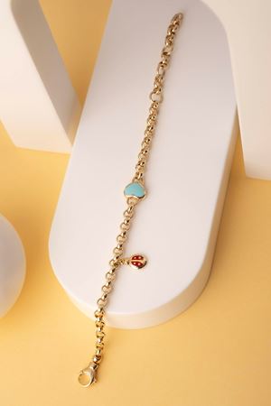 14 Ayar Sarı Altın Kalpli Çocuk Bileklik