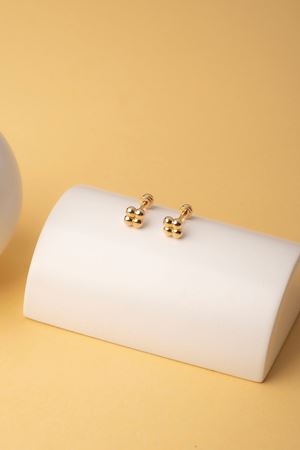 14 Ayar Sarı Altın Noktalı Vidalı Küpe