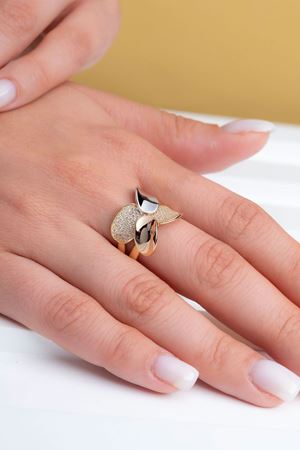 14 Ayar Üç Renkli Altın Taşlı Yüzük