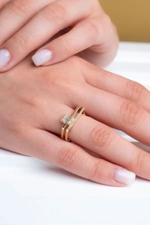 14 Ayar Sarı Altın Baget Yüzük