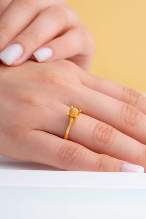 22 Ayar Sarı Altın Tektaş Yüzük