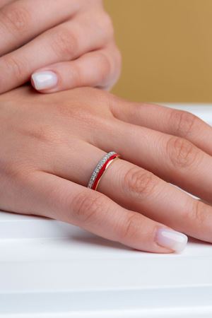 0,38 Carat Pırlanta Kırmızı Mineli Tamtur Yüzük