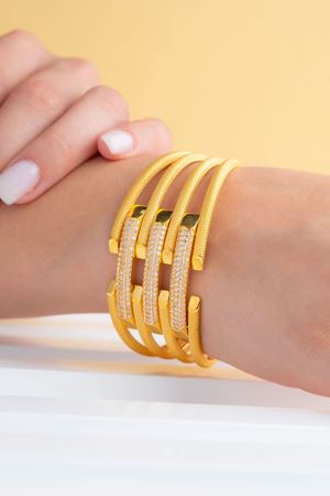 14 Ayar Sarı Altın 3 Sıra Kaburga Bilezik