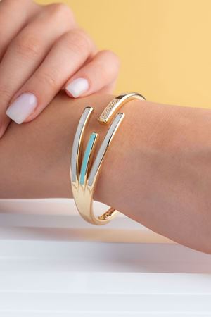 14 Ayar Sarı Altın Mavi Mineli Bilezik