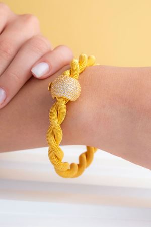 22 Ayar Sarı Altın Topuzlu Bilezik