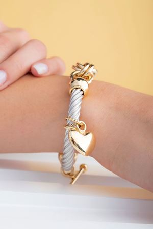 14 Ayar Sarı Beyaz Altın Sevgi Bileklik