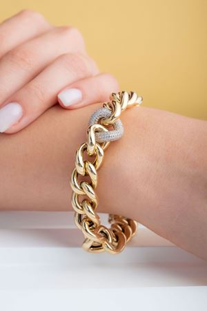 14 Ayar Sarı Beyaz Altın Gurmet Bileklik