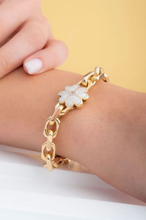 14 Ayar Sarı Altın Yonca Figürlü Bileklik