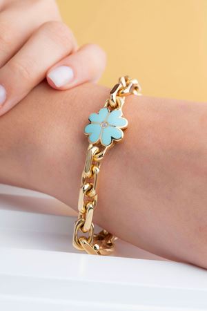 14 Ayar Sarı Altın Yonca Figürlü Bileklik