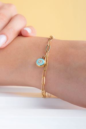 14 Ayar Sarı Altın Mavi Mineli İnce Bileklik