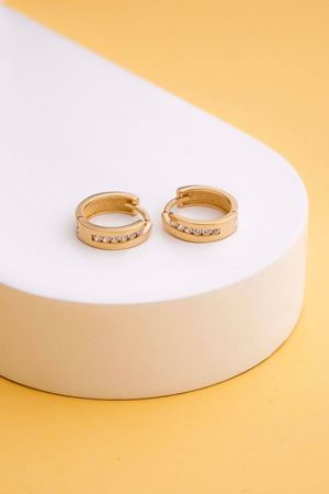 14 Ayar Altın Taşlı Halka Küpe