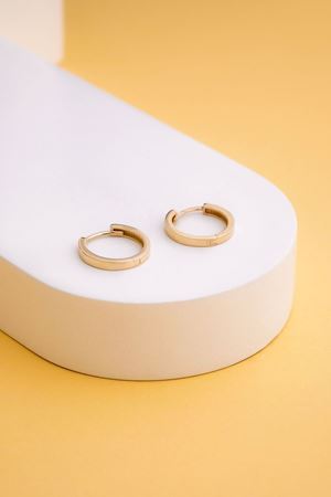 14 Ayar Altın Köşeli Küçük Halka Küpe