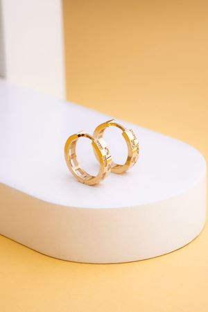 14 Ayar Altın Taşlı Trend Halka Küpe