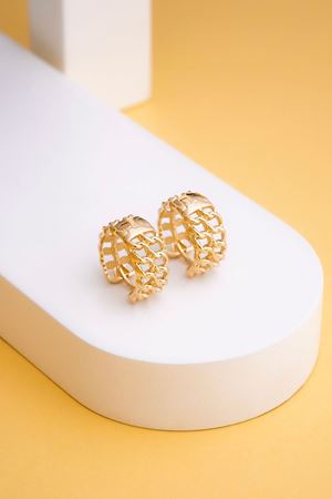 14 Ayar Altın 2 Sıra Gurmet Halka Küpe