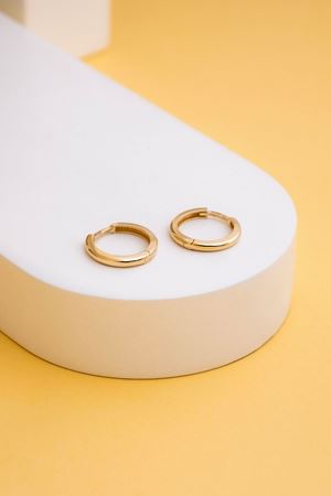 14 Ayar Sarı Altın İnce Halka Küpe