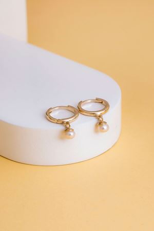 14 Ayar Altın İncili Sallantılı Küpe