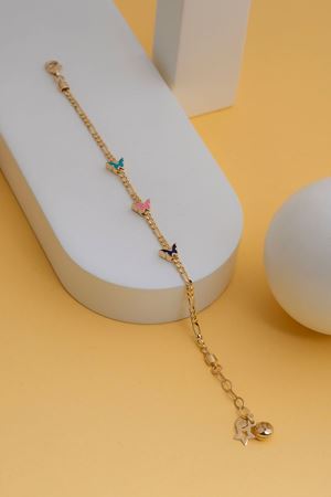 14 Ayar Altın 3'lü Kelebek Figürlü Bileklik