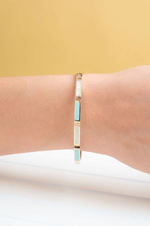 14 Ayar Altın Mineli Kelepçe Bilezik