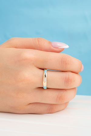 14 Ayar Altın Mavi Mineli Trend Yüzük