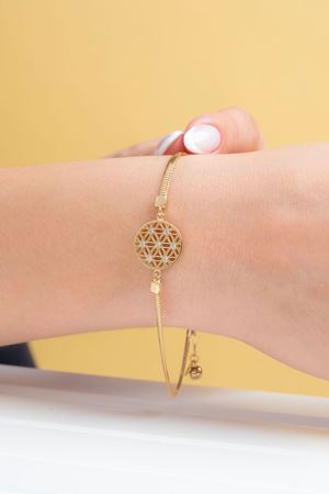 14 Ayar Altın Yaşam Çiçeği Figürlü Bileklik