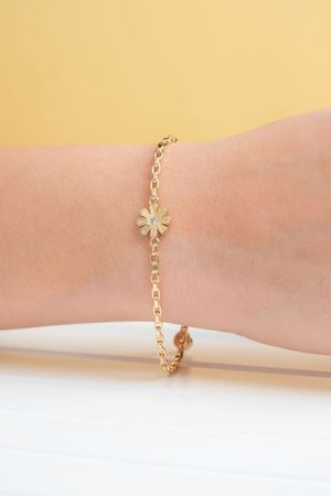 14 Ayar Altın Papatya Figürlü Bileklik