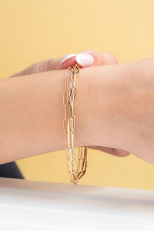 14 Ayar Altın Üç Renkli Ataç Bileklik