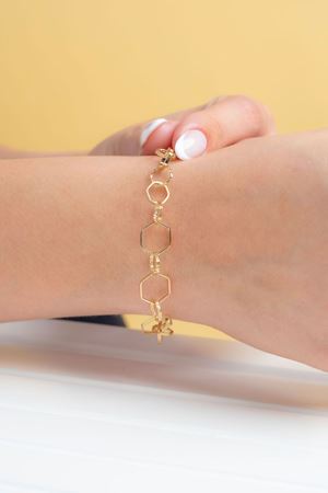 14 Ayar Altın Altıgen Desenli Bileklik