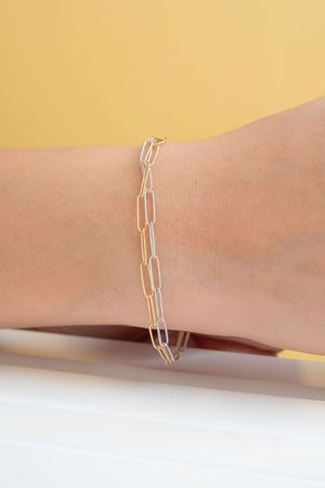 14 Ayar Sarı Beyaz Altın Ataç Bileklik