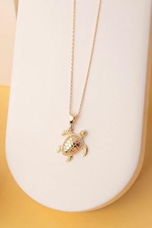 14 Ayar Sarı Altın Kaplumbağa Kolye