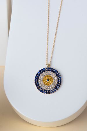 14 Ayar Altın Nazar Boncuğu Kolye