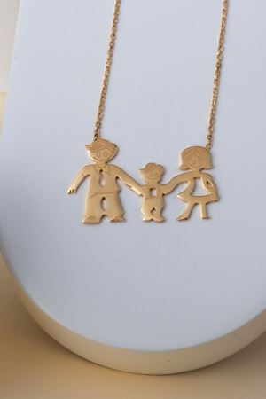 14 Ayar Altın Aile Figürlü Kolye