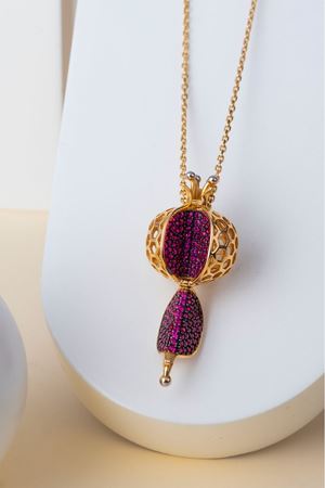 14 Ayar Altın Taşlı Nar Kolye