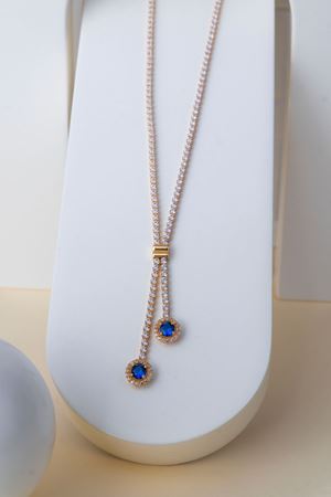 14 Ayar Altın Mavi Taşlı Su Yolu Gerdanlık