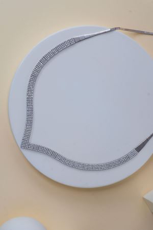 14 Ayar Beyaz Altın Taşlı 4 Sıra Su Yolu Gerdanlık